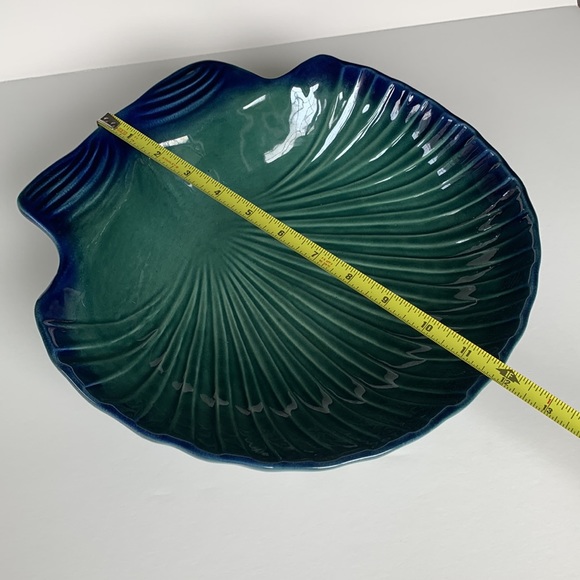 Olfaire Pottery 12” Blue Green Shell Bowl - Picture 9 of 11